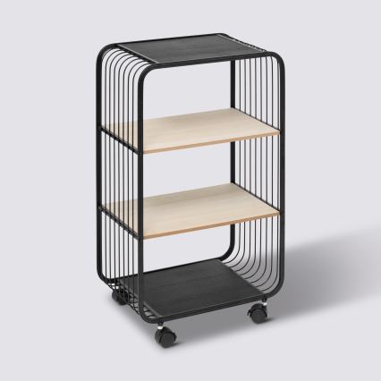 5five - Mesa auxiliar/estante móvil COLGE 74x43 cm negro/beige