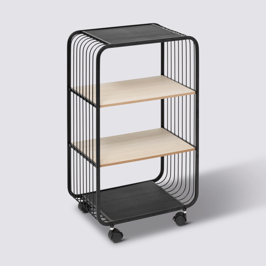 5five - Mesa auxiliar/estante móvil COLGE 74x43 cm negro/beige