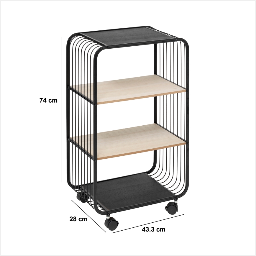 5five - Mesa auxiliar/estante móvil COLGE 74x43 cm negro/beige