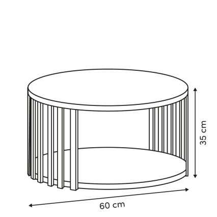 5five - Mesa de centro VINKY, diámetro 60 cm, marrón