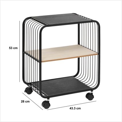 5five - Mesa de servir/carrito móvil COLGE 53x43 cm negro/beige