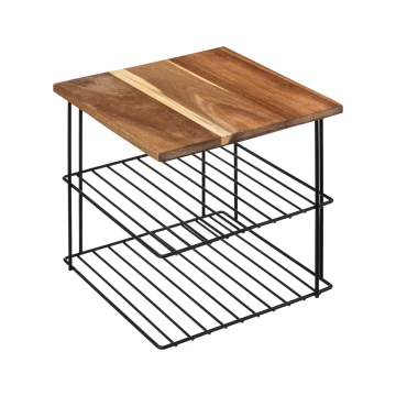 5five - Repisa de cocina BATO 24x24 cm negro/acacia