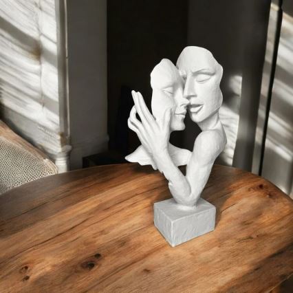 Adorno de mesa 29x9x17 cm, de resina, color blanco