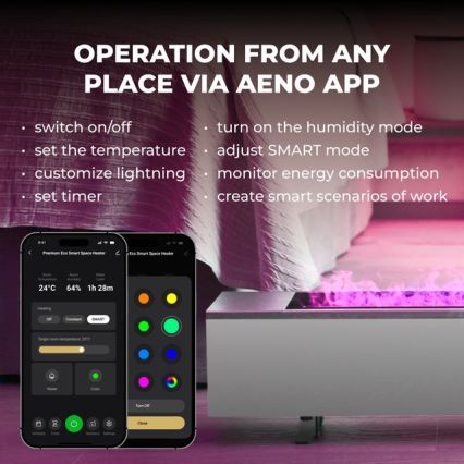AENO - Calefactor/convector eléctrico inteligente 1000/2000W blanco