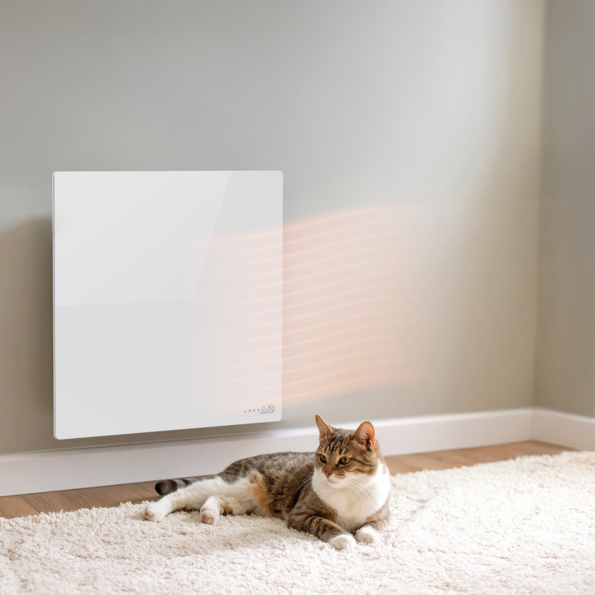 AENO - Panel infrarrojo eléctrico inteligente 500W temporizador/termostato Wi-Fi blanco