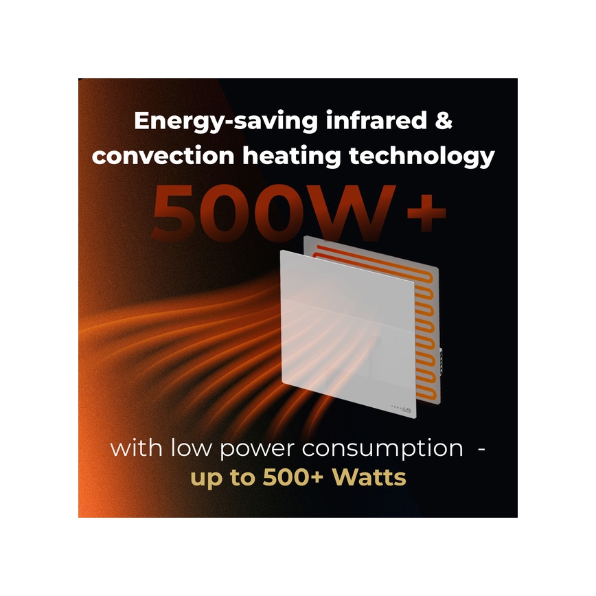 AENO - Panel infrarrojo eléctrico inteligente 500W temporizador/termostato Wi-Fi blanco