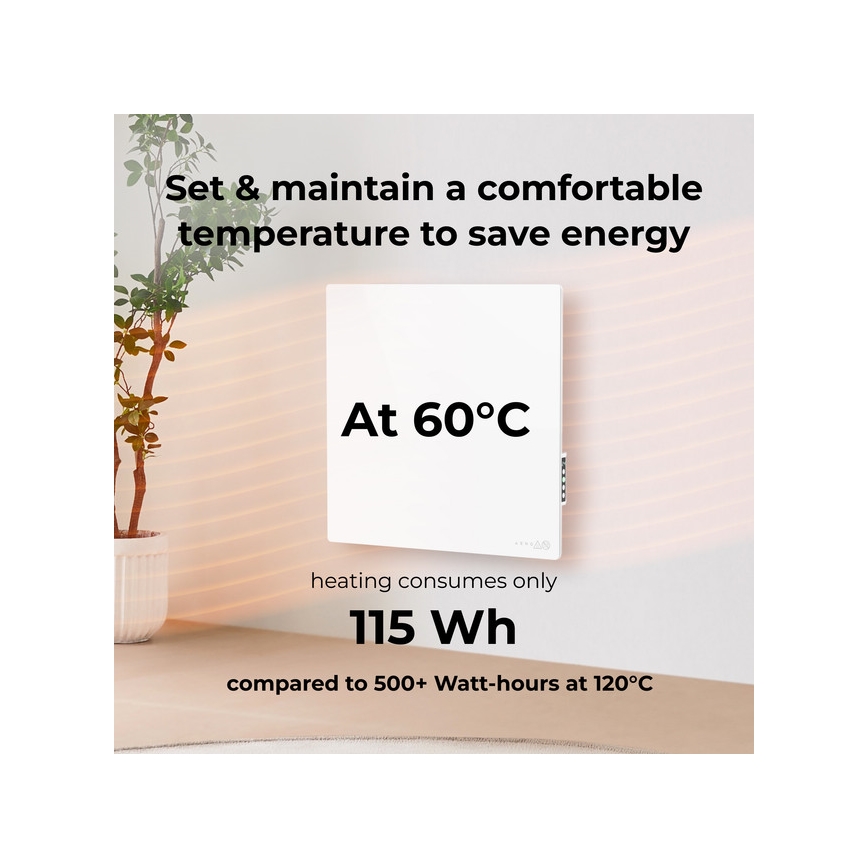 AENO - Panel infrarrojo eléctrico inteligente 500W temporizador/termostato Wi-Fi blanco