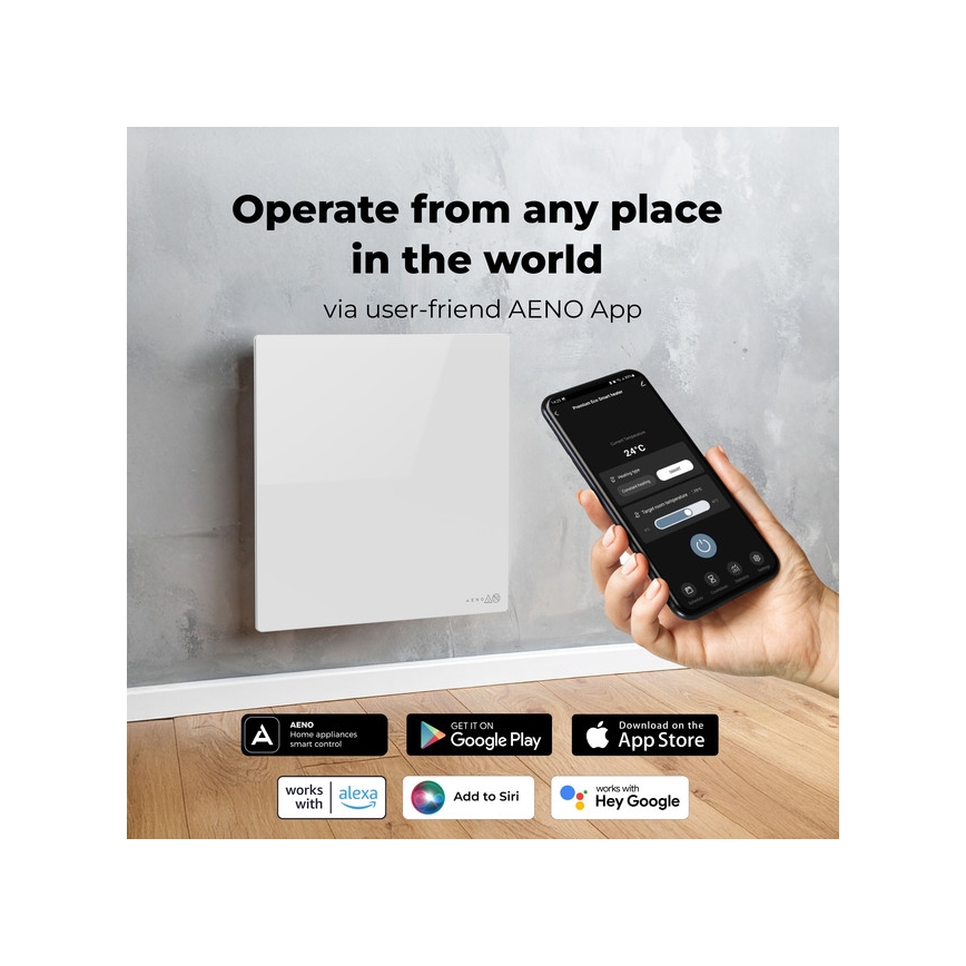 AENO - Panel infrarrojo eléctrico inteligente 500W temporizador/termostato Wi-Fi blanco