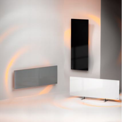 AENO - Panel infrarrojo eléctrico inteligente con LED mostrar 700W temporizador/termostato IP44 Wi-fi negro