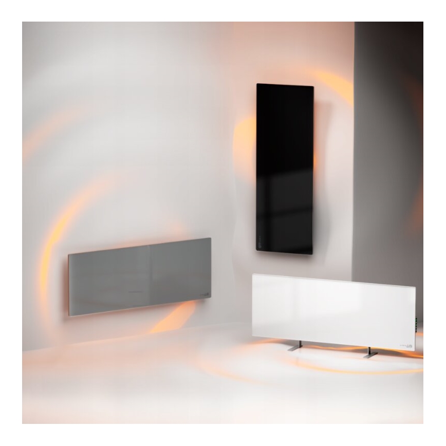 AENO - Panel infrarrojo eléctrico inteligente con LED mostrar 700W temporizador/termostato IP44 Wi-fi negro