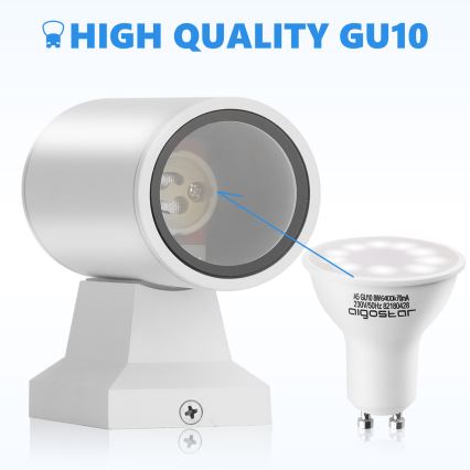 Aigostar - Aplique de pared para exterior 2xGU10/230V IP65 blanco redondo