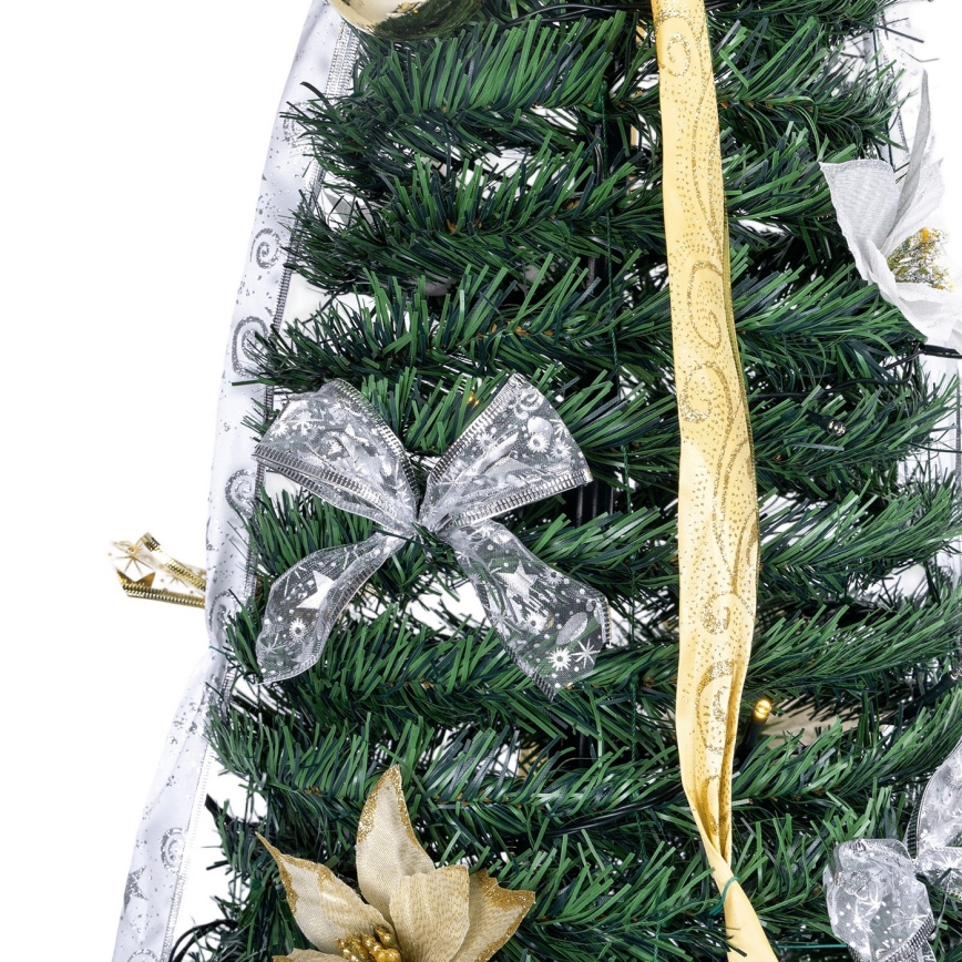 Aigostar - Árbol navideño LED para exterior 100 LEDs, 1,5 m, IP44, blanco/dorado, luz blanca cálida