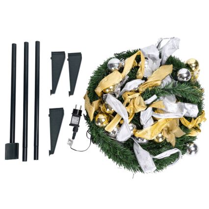 Aigostar - Árbol navideño LED para exterior 100 LEDs, 1,5 m, IP44, blanco/dorado, luz blanca cálida
