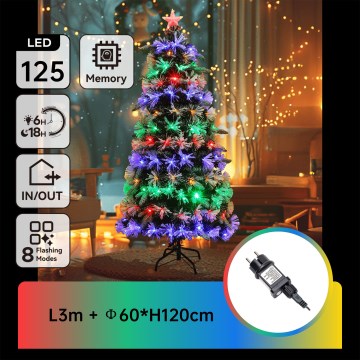 Aigostar - Árbol de Navidad LED para exterior 125 LED/8 funciones 1,2 m IP44 multicolor