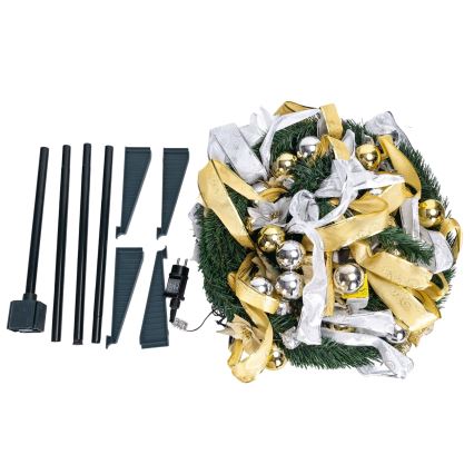 Aigostar - Árbol de Navidad LED para exterior 150 LEDs 1,8 m IP44 blanco/dorado, luz blanca cálida