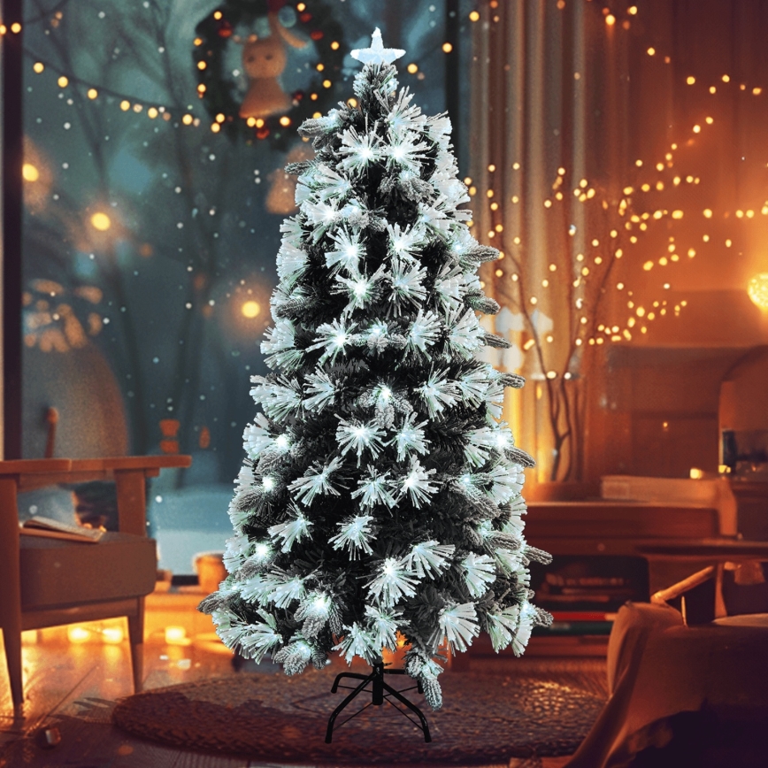Aigostar - Árbol navideño LED para exterior, 245 LED / 8 funciones, 2,1 m, IP44, blanco frío
