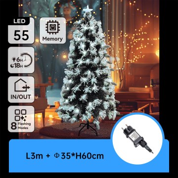 Aigostar - Árbol de Navidad LED para exterior, 55 LEDs, 8 funciones, 0,6 m, IP44, blanco frío