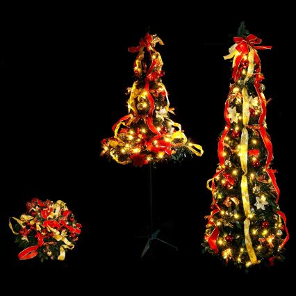 Aigostar - Árbol de Navidad exterior LED 80xLED 1,2m IP44 rojo/dorado blanco cálido