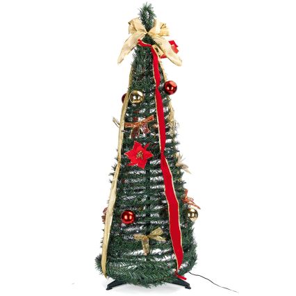 Aigostar - Árbol de Navidad exterior LED 80xLED 1,2m IP44 rojo/dorado blanco cálido