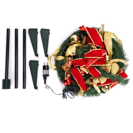 Aigostar - Árbol de Navidad exterior LED 80xLED 1,2m IP44 rojo/dorado blanco cálido