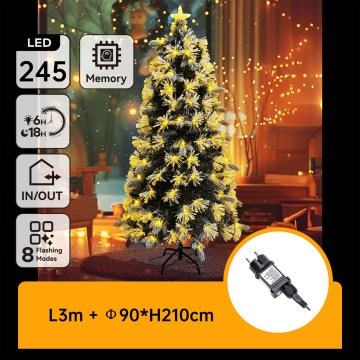 Aigostar - Árbol navideño LED para exterior, 245 LEDs / 8 funciones, 2,1 m, IP44, blanco cálido