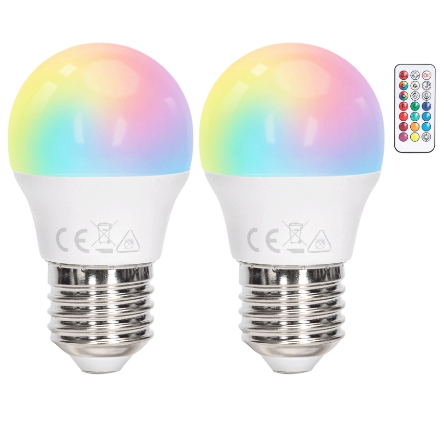 Aigostar - Bombilla LED RGBW regulable G45 E27/6W/230V 3000K + mando a distancia