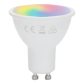 Aigostar - Bombilla LED RGBW regulable GU10/4,8W/230V 3000K + control remoto