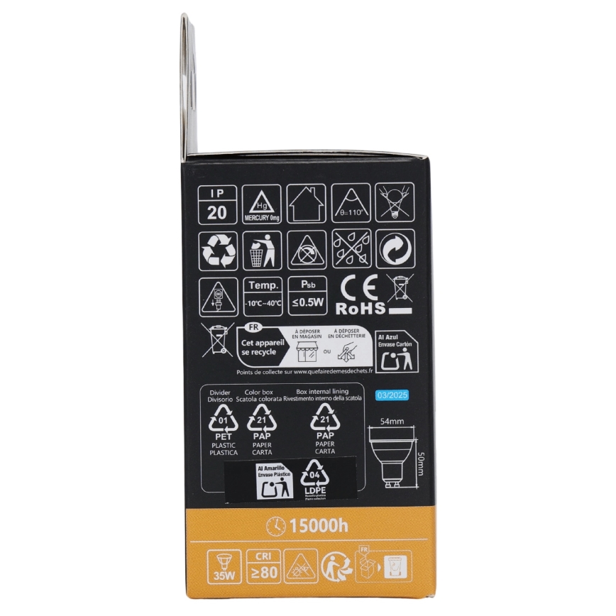 Aigostar - Bombilla LED RGBW regulable GU10/4,8W/230V 3000K + mando a distancia