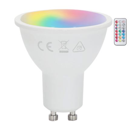 Aigostar - Bombilla LED RGBW regulable GU10/6W/230V 3000K + mando a distancia