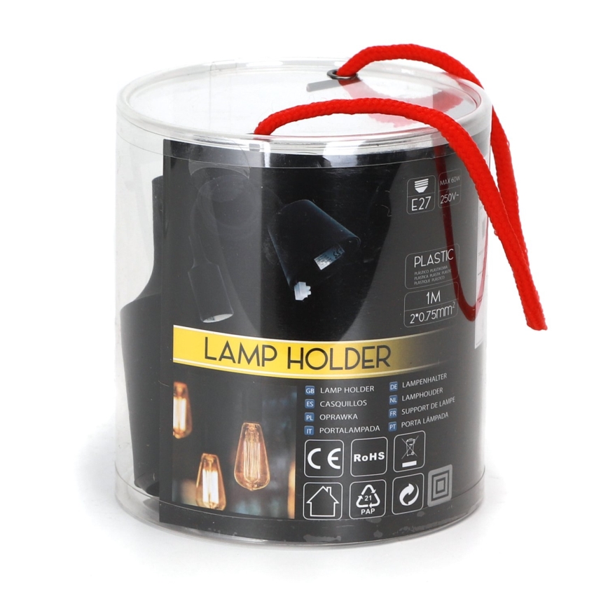 Aigostar - Cable de alimentación 1xE27/60W/250V negro