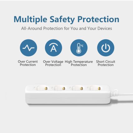 Aigostar - Cable de extensión 4Z Tipo F 1,5m blanco SCHUKO