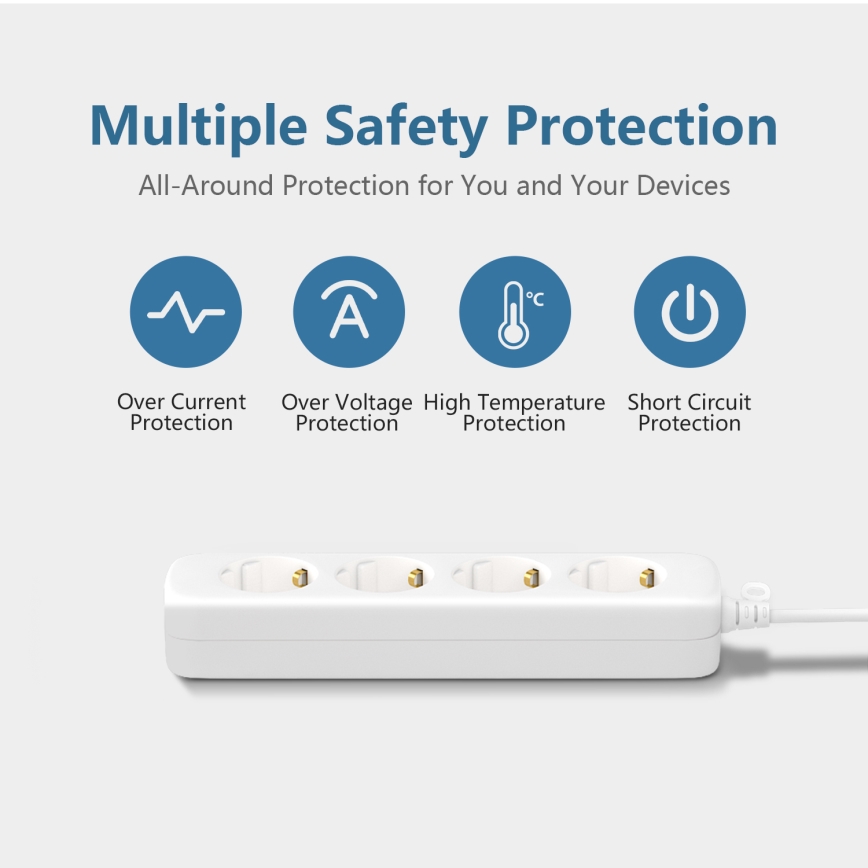 Aigostar - Cable de extensión 4Z Tipo F 1,5m blanco SCHUKO