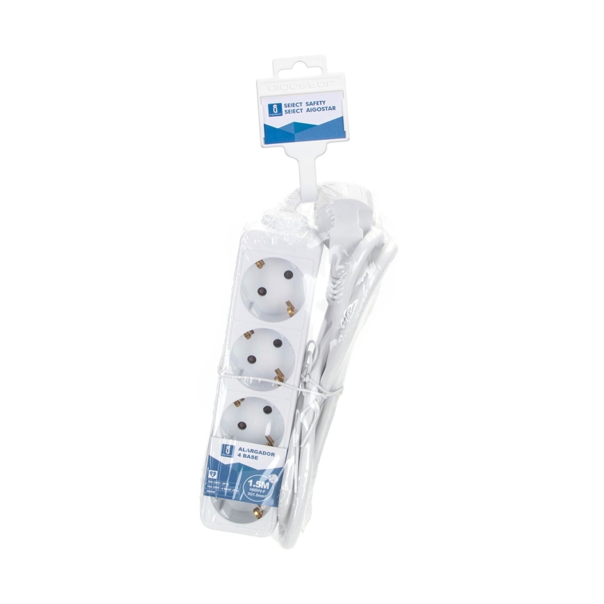 Aigostar - Cable de extensión 4Z Tipo F 1,5m blanco SCHUKO