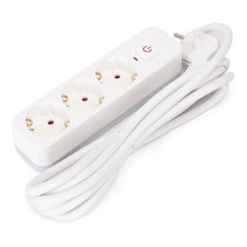 Aigostar - Cable de extensión con interruptor 3G Tipo F 3m SCHUKO blanco