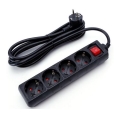 Aigostar - Cable de extensión con interruptor 4Z 3m SCHUKO negro
