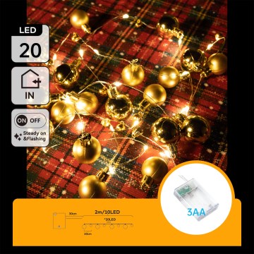 Aigostar - Cadena de luces LED 20xLED/3xAA 2 m blanco cálido