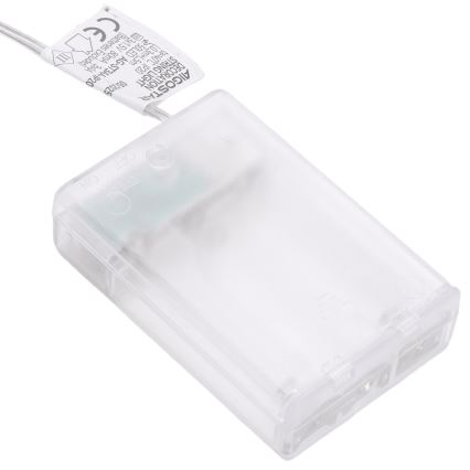 Aigostar - Cadena de luces LED 50 LEDs, 5 m, alimentada por 3 pilas AA, blanco cálido, color dorado