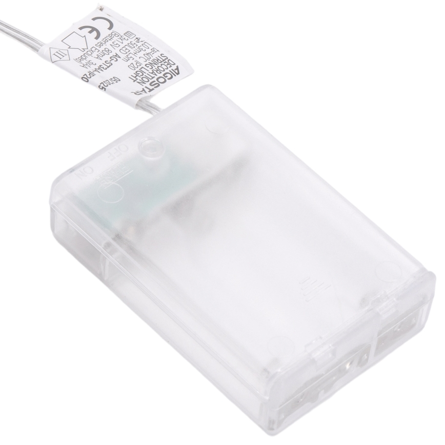 Aigostar - Cadena de luces LED 50 LEDs, 5 m, alimentada por 3 pilas AA, blanco cálido, color dorado