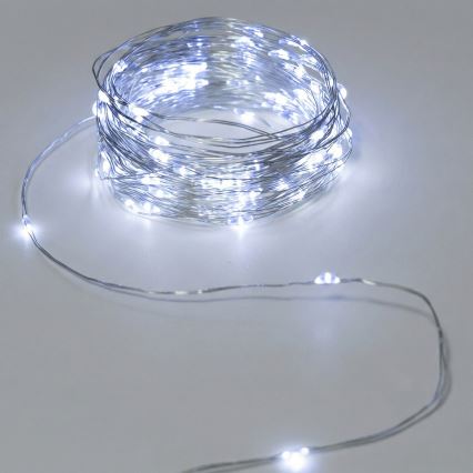 Aigostar - Cadena de luces LED para exterior 50xLED/3xAA IP44 5,3 m blanco frío