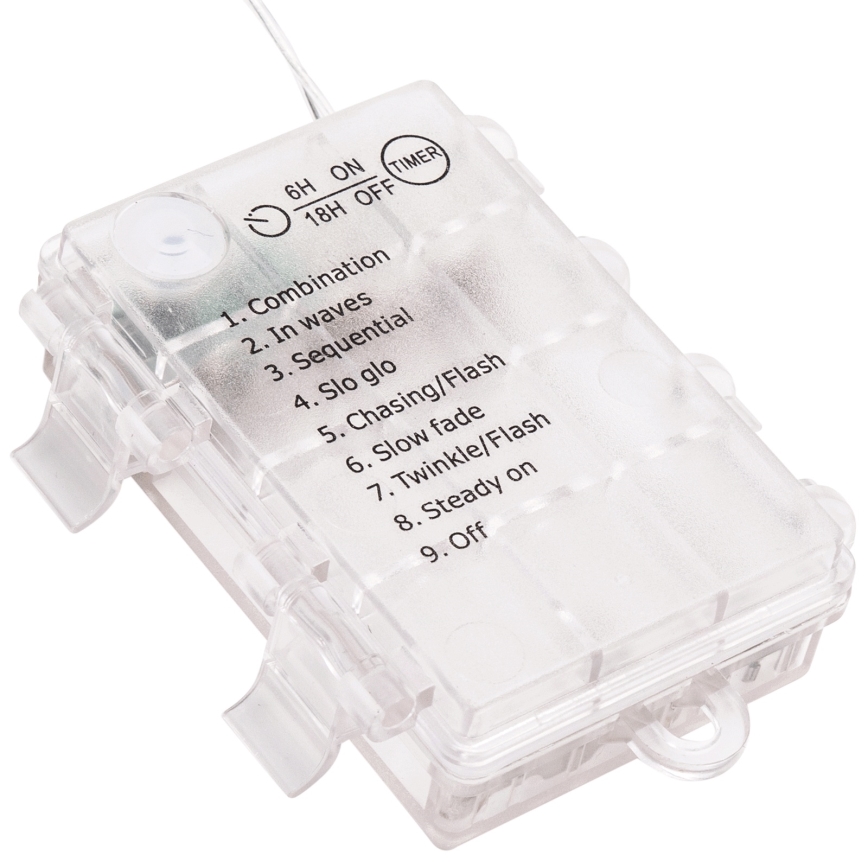 Aigostar - Cadena de luces LED para exterior 50xLED/3xAA IP44 5,3 m blanco frío