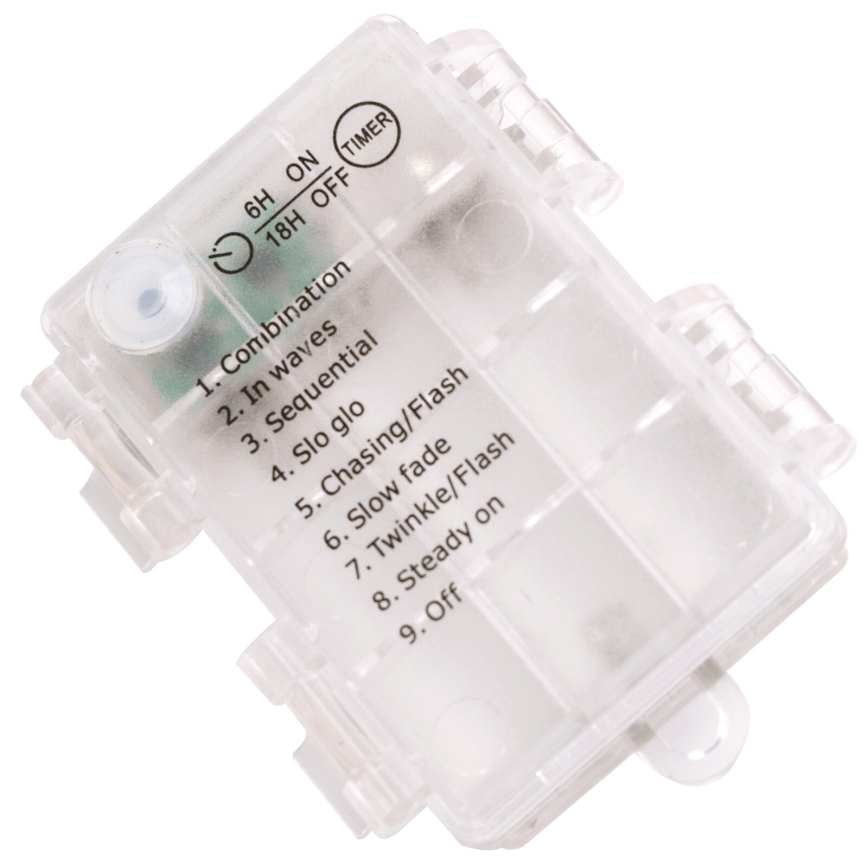 Aigostar - Cadena de luces LED para exterior, 100 LEDs / 8 funciones, 3xAA, 10,3 m, IP44, blanco cálido