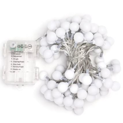 Aigostar - Cadena de luces LED para exterior, 100 LEDs, 3xAA, 8 funciones, 10,3 m, IP44, blanco cálido