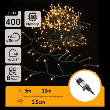 Aigostar - Cadena de luces LED para exterior 400 LED/8 funciones 13 m IP44 blanco cálido
