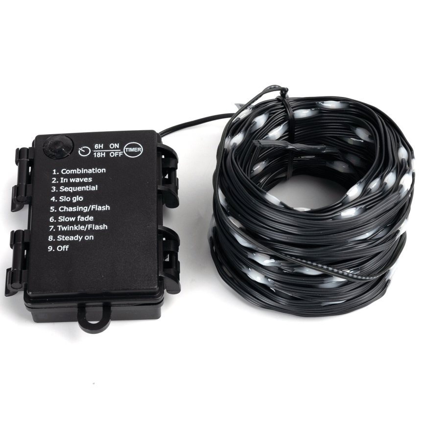 Aigostar - Cadena de luces LED para exterior 50 LEDs/8 funciones 3xAA 5,3 m IP44 multicolor