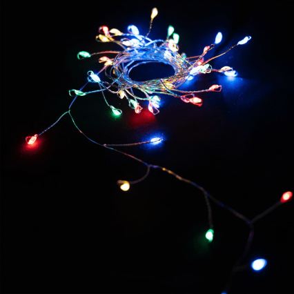 Aigostar - Cadena de luces LED para exterior 50xLED/8 funciones 3xAA 1,8m IP44 multicolor