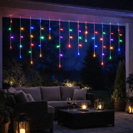 Aigostar - Cadena navideña LED para exterior 300 LEDs/8 funciones 3xAA 18x0,6 m IP44 multicolor
