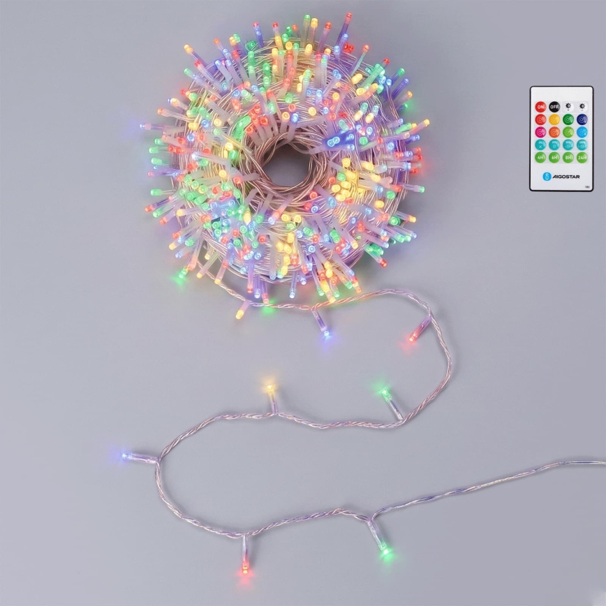 Aigostar - Guirnalda navideña LED regulable para exterior con sensor de movimiento 100xLED/3xAA 12m multicolor + mando a distancia