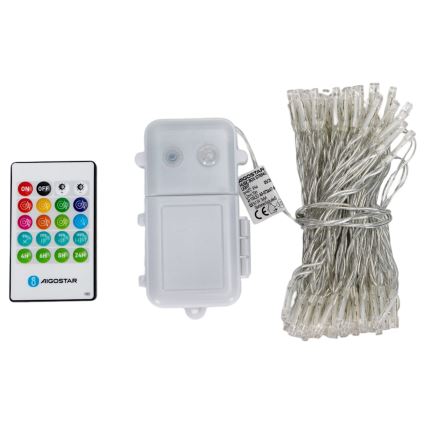 Aigostar - Guirnalda navideña LED regulable para exterior con sensor de movimiento 100xLED/3xAA 12m multicolor + mando a distancia