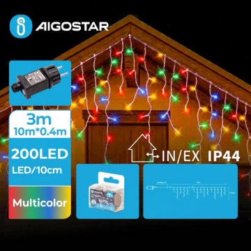 Aigostar - Cadena de luces navideñas LED para exterior 200xLED/8 funciones 13x0,4m IP44 multicolor