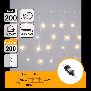 Aigostar - Cadena de luces navideñas LED para exterior 200xLED 8x0,4m IP44 blanco cálido